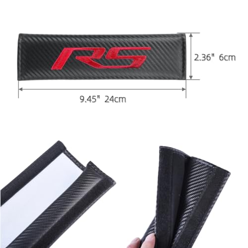 QZTYTY 2Pcs Car Seat Belt Cushions Shoulder Pad Soft for Chevy Camaro RS Accessories, Embroidered Logo Black Leather Car Seat Belt Pads Safety Belt Cover Pad More Comfortable Driving