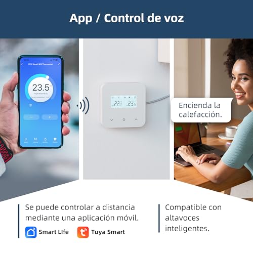 Miniatura 5 de Termostato Wi-Fi Con Batería, Apto Para Calderas De Gas De 2 Hilos. Termostato Programable Diariamente, Controlable A Través De Tuya O Smart Life. Es Compatible Con Google Assistant Y Alexa.