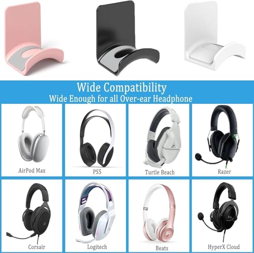 حامل سماعة رأس وخطاف حامل لاصق للتثبيت على المكتب لمعظم سماعات الرأس وأجهزة التحكم من بايفيفد (أبيض)