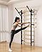 Cofiyard Swedish Ladder Wall Gym, Wooden Wall-Mounted Stall Bars with Pull-up Bar & Exercise Straps & Dip Bars, Stretching Ladder Full Body Home Gym Adults New