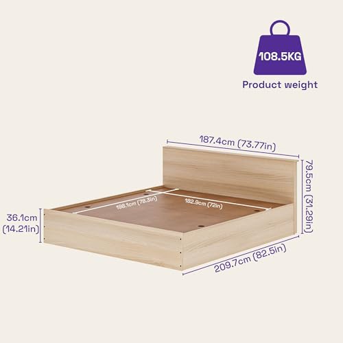 Image of Wakefit Bed | 1 Yr Warranty | King Size Bed, Comes with Storage Box, Noise-Free, Density: 680-750 kg /m, Termite & Borer Resistant, Fits Mattresses Up to 8 Inches (Taurus 72 x 72 - Columbia Walnut)