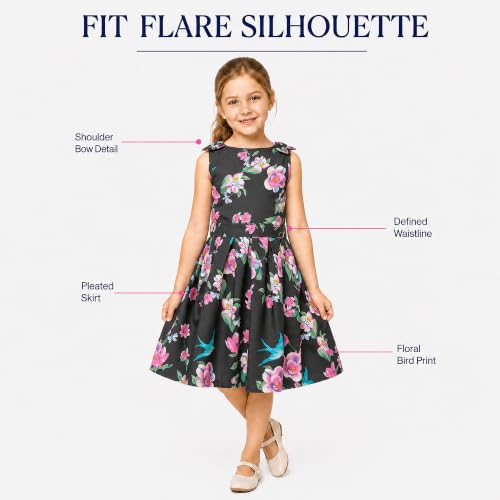 Image of Miss Lavish London Kid Dress for Girls, Shoulder Bow Printed Party Dress, Summer Dress for Girls, Kids Printed Dress for Birthday, Vacation, Wedding & Festival Girls Dresses