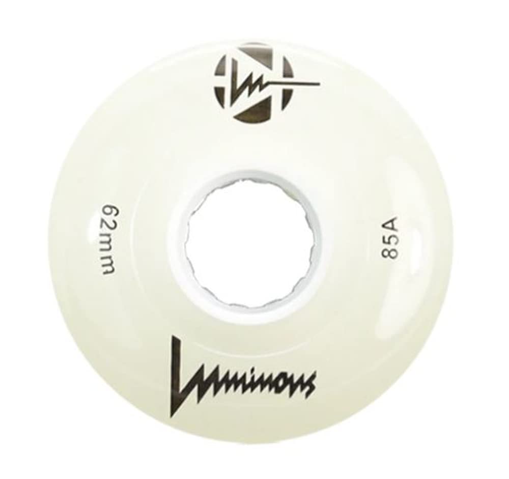 Luminous Wheels Luminous LED Quad Roller Skate Outdoor Wheels (4 Pack, White Glow, 62mm x 30mm/85A)
