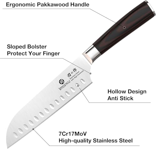 Image of imarku Chef Knife, Santoku Knife 7 Inch-Ultra Super Kitchen Knife with High-Carbon Steel, Ultimate Kitchen Gadgets for Essentials & Professional Use, Excellent Gift for Women Men
