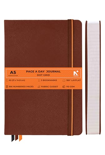 Image of NEORAH -A5 RULED | 368 Pages - 110 Gsm | PAGE A DAY JOURNAL (21x14.8 cm)-Hardcover RULED Notebook |Back Pocket|3 Silk Book Mark-Completely HANDMADE for Journaling,Note Taking- BROWN