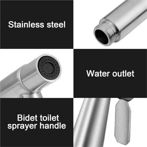 Rociador de agua cepillado negro para bidé e inodoro en acero inoxidable 3