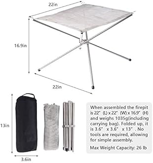 Kikerike Portable Outdoor Fire Pit 22 Inch - New Upgraded Camping Fire Pit Collapsible Foldable Mesh Fire Pits Fireplace for Camping, Campfire, Patio, Backyard and Garden - Carrying Bag Included.