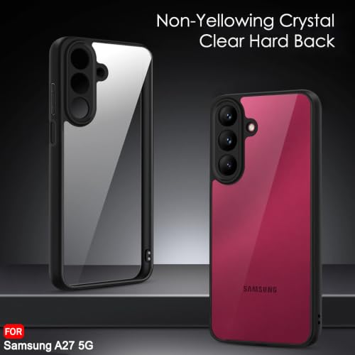 Image of TheGiftKart Hybrid Shockproof Back Cover Case for Samsung Galaxy A27 5G | Camera Protection Module | Crystal Hard Back Cover Case for Samsung A27 5G (PC & TPU, Transparent Clear Back, Black Sides)