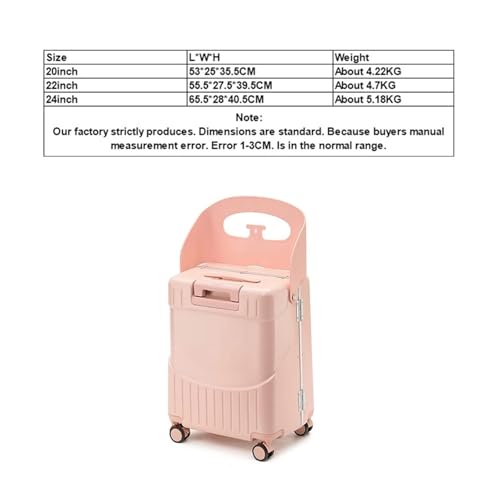 Expandable Suitcase Carry On Baby Fit for Seat Luggage Kids Travel Suitcase Bag Boarding Creative Trolley Case Young Mother Trolley case，Suitcase(Black,24")4
