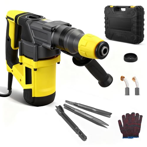 JoyCushy 1400W SDS Plus Rotary Hammer Drill with Vibration Control, 4500BPM, 2 in 1 Drill and Chisel, 360° Auxiliary Handle, Corded, with 3 Chisels and Carrying Case - Image 9