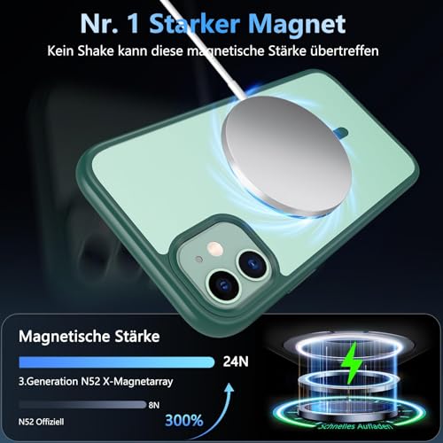 Coque pour iPhone 11 antichoc magnétique militaire verte avec protège-écran