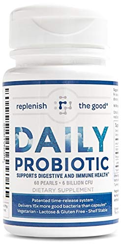 Replenish The Good Daily Adults’ Probiotic | Vegan Supplement W/ 6 Billion Cfu | Supports Digestive Health | Delivers 15X More Good Bacteria | Relieves Gas, Bloated Stomach & Acid Reflux | 60 Pearls #TOP19