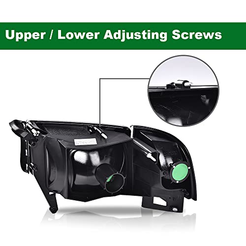 Image of GRAND ORANGE Headlights Assembly, Compatible with Dodge Ram 1500 2500 3500 1994 1995 1996 1997 1998 1999 2000 2001 2002 Black Housing Clear Corner Lamps(Smoky lens Chrome Housing Amber Reflector)