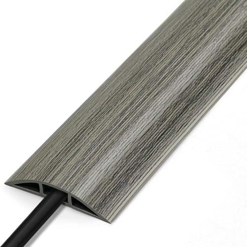 LZEOY Style Floor Cable Cover - 10FT Cord Cover Floor/Cable Cover, Self-Adhesive Cord Hider, Floor Cord Protector for Extension Cord Cover in Australian Spaces (Wood Grey, Medium-4 feet)