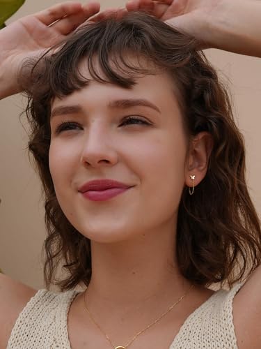 S.Leaf Butterfly Chain Earrings Threader Earrings Stud Earrings Sterling Silver Chain Earrings Threader Stud Earrings for Women Dainty Gold Earrings for Women2