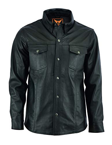 A&H Apparel Mens Classic Snap Top Grain Sheep Leather Shirt