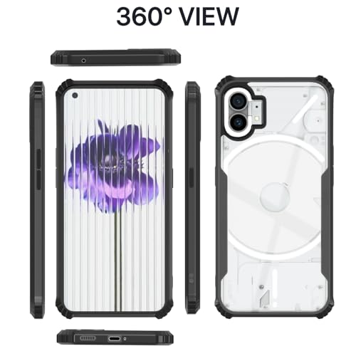 Image of Pikkme Back Cover for Nothing Phone 1 | Ultra Hybrid Shockproof Case | Full Camera Protection | Raised Edges | Clear Transparent Bumper Case (Black)
