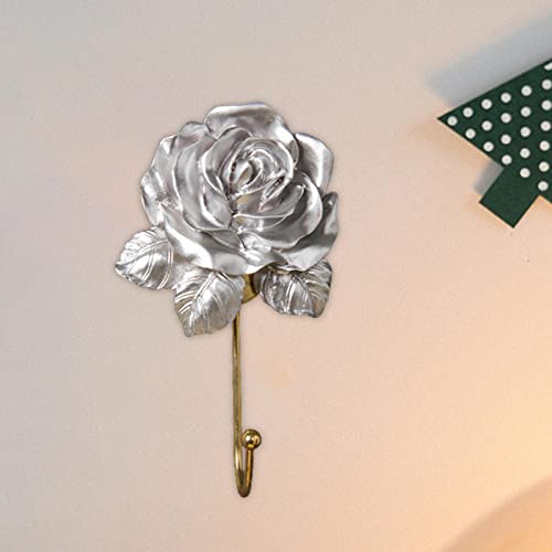 Fakeme Rose Hook Rose Flower Hat Coat Robe Hook Wall Decor Door Hanger Bathroom Towel Hanger Hook For Coat Purse Kitchen Hallway Bathroom, Silver #TOP4