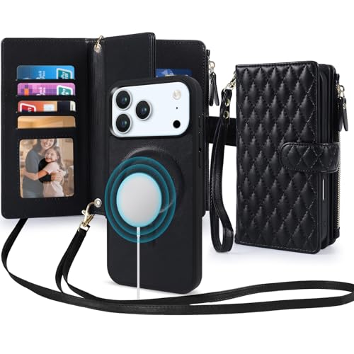 Harryshell 2 in 1 for iPhone 18 Pro Max / 17 Pro Max Wallet Case Detachable Crossbody Black