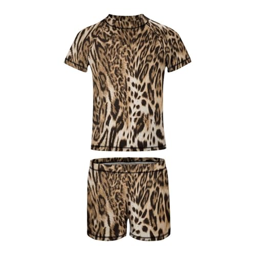 Furry Leopard SkinChildren's Swimsuits Boys Two Piece Suit10-12Y（150cm）3