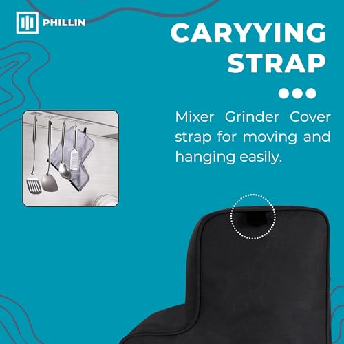 Image of L-Shaped Mixer Grinder Cover with Side Utility Pocket - Waterproof and Durable Case for Kitchen Mixers (Black)