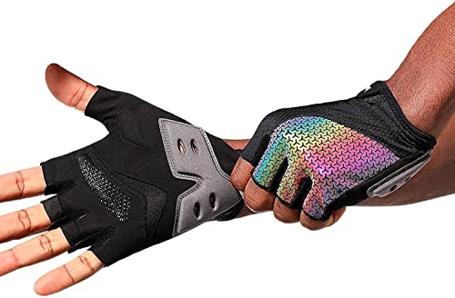 HYSENM Gants Cyclisme Homme Gants de Cyclisme Femme Gants de VTT Homme Multicolore Demi Doigts Antidérapant Route MTB BMX Cover