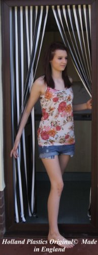 Holland Plastics Original Brand Heavy Duty Bug Fly Strip Door Blind 100Cm Wide 'Black & White'