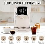 Zulay Kitchen Magia Clasica Fully Automatic Espresso Machine With Grinder Touch Screen Coffee Maker With One Touch Operation Milk Foam System For Latte Cappuccino Macchiato White