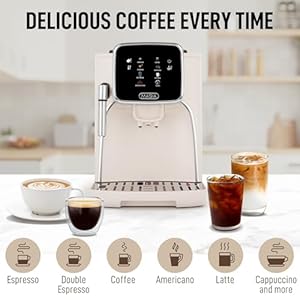 Zulay kitchen magia clasica fully automatic espresso machine with grinder touch screen coffee maker with one touch operation milk foam system for latte cappuccino macchiato white  urban country home decor