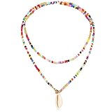 Schöne Verarbeitung: Unsere Boho Perle Muschelkette für Frauen sind aus hochwertigen Perlen und Muschelmaterial gefertigt, robust und zuverlässig, nicht leicht zu verblassen und zu rosten, leicht und bequem zu bedienen, bringen nicht zu viel Druck und Belastung auf Ihren Nacken
