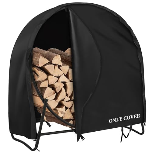 AKEfit 48 Inch Firewood Log Hoop Cover, Heavy Duty 600D Oxford Outdoor Waterproof Round Log Rack Cover with Zipper & 2 Windproof Buckle Straps & Drawstring by AKEfit - Used condition - US$22.86