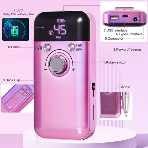 Taladro eléctrico de uñas y pulidor recargable con batería de larga duración 3