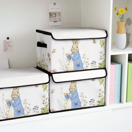 Image of Stackable Storage Bins with Lids,Closet Organizers Fabric Box for Home and Office,Blanket Clothes Organizers,Under Bed Storage Containers 3 Pack