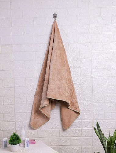 Image of Fezora Microfiber Bath Towel for Men & Women - Large Size 70x140 cm, 400 GSM, Ultra Soft, Quick Dry, Lightweight & Super Absorbent Towel for Bathroom, Gym, Spa, Travel & Swimming (Beige)