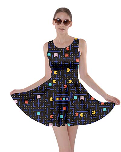 CowCow Womens Maze Cartoon Black Fun Skater Dress - M