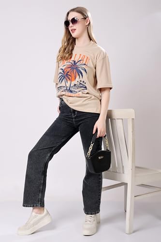 Image of London Hills Women's Cotton Blend Oversized Fit Oversized Tshirt || Oversized Tshirt- Pack of 2