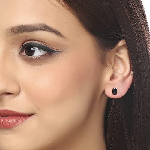 YoTreasure 10K Yellow Gold Tanzanite Black Green Onyx Turquoise Glass Filled Ruby London Blue Topaz Amethyst Garnet Stud Earrings2