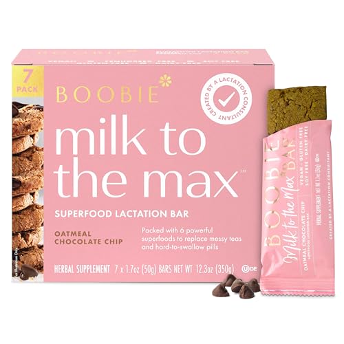 Image of Boobie Bar Superfood Oatmeal Chocolate Chip Lactation Bar for Breastfeeding Moms to Increase Milk Supply | #1 Selling Lactation Snack Bars | Vegan, Fenugreek-Free, Gluten-Free, Dairy-Free (7 Bars)
