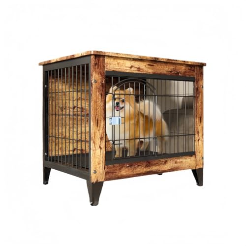 samchu木製室内ケージ/ドッグボックス装飾サイドテーブル兼用モデル小型中型犬用可動トレイ現代的多機能です (木を焼く,78*55*72.5cm)