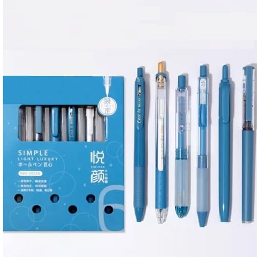 Image of 6 in 1 Aesthetic Gel Pen Set Pastel Cute Pens for Girls Korean Kawaii Stationery Fancy Colored Office Supplies Blue Ink Gift Pack