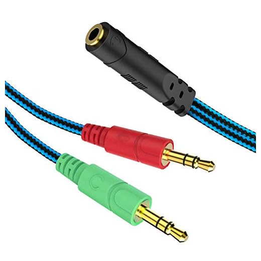 MillSO Headset Splitter 3.5mm CTIA Jack Headset Adapter Mic and Audio Headphone Splitter Cable with Separate Microphone and Headphone Connector for Gaming Headset to PC - 8inch/20CM Blue