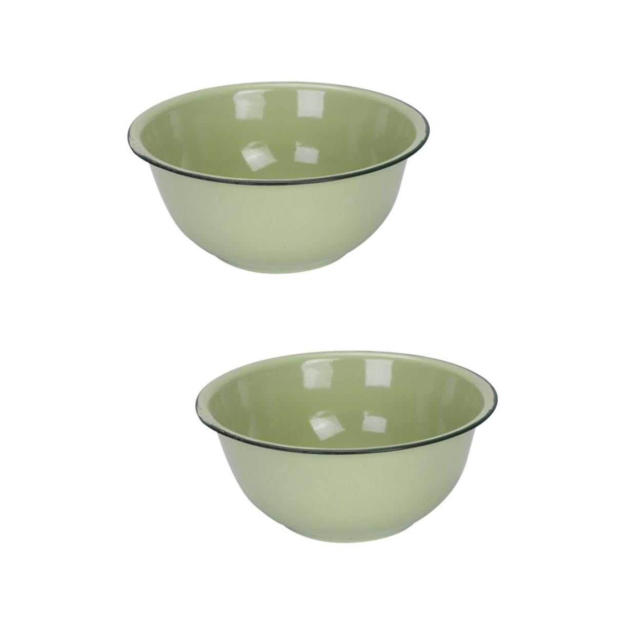 BESPORTBLE 2pcs Vintage Enamel Bowl for Cooking and Mixing Retro Enameled Basin for Soup Noodles and Salad Thick Easy to Clean Kitchen Dish