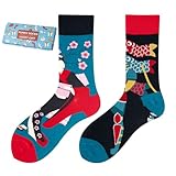 NxnChc Calcetines Divertidos Unisex para Mujer y Hombre con Diseños Asimétricos en Par - Temas Cultura Japonesa Animales, Comida, Fruta, Deporte y Arte en Algodón - Ideal para Regalos