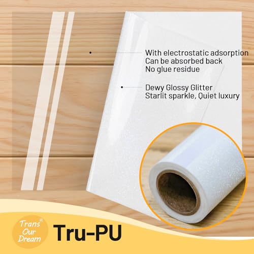 TransOurDream White Glitter HTV Heat Transfer Vinyl Roll for All Cutter Machines - 12'' x 15ft PU White Glitter Iron on Vinyl for T-Shirts - Thin and Easy to Weed - Image 4