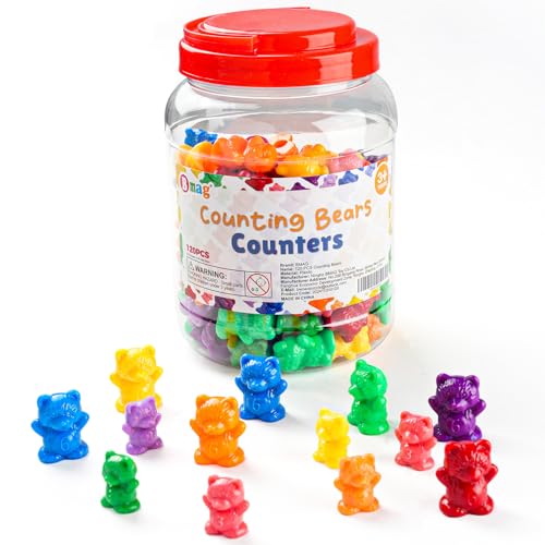 Image of Bmag 120 PCS Counting Bears Math Manipulatives (60 Large & 60 Small Bears in 12 Colors), Color Sorting Toys for Toddlers 3+, Preschool & Kindergarten STEM Learning Educational Toys with Storage Jar