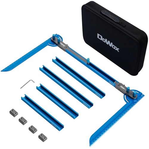 Stair Tread Template Tool - Upgrade Dual Nut Locking Stair Tread Measuring Tool Jig for Stair Tread Gauge, Stair Gauge Measuring Tool, Compatible with Many Types of Layout Projects-Blue