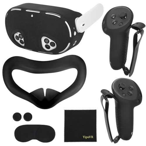 Accesorios para Meta Quest 3S 5 en 1 Silicona para Quest 3S, Funda de mando VR, cubierta de lente, tapa joystick para Meta Quest3S