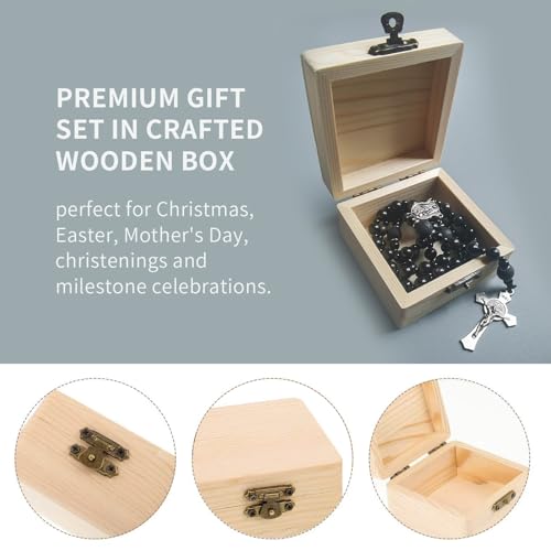 Saint Michael the Archangel Gold Sheen Obsidian Rosary Necklace,rosary beads catholic for men,Handmade of rosarios catolicos Cross Necklace Catholic Gifts4