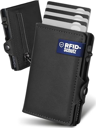 Travison® Smart Wallet Portefeuille avec compartiment à monnaie et compartiment à billets - Étui pour cartes avec compartiment à monnaie et accès rapide - Protection RFID - Petit portefeuille pour