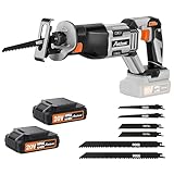 AVID POWER Reciprocating Saw, 20V Cordless Reciprocating Saw with Two 2.0Ah Batteries and Charger, 6 Saw Blades, Variable Speed, Battery Powered Saw for Woods/Metal/Plastic Cutting （Grey）